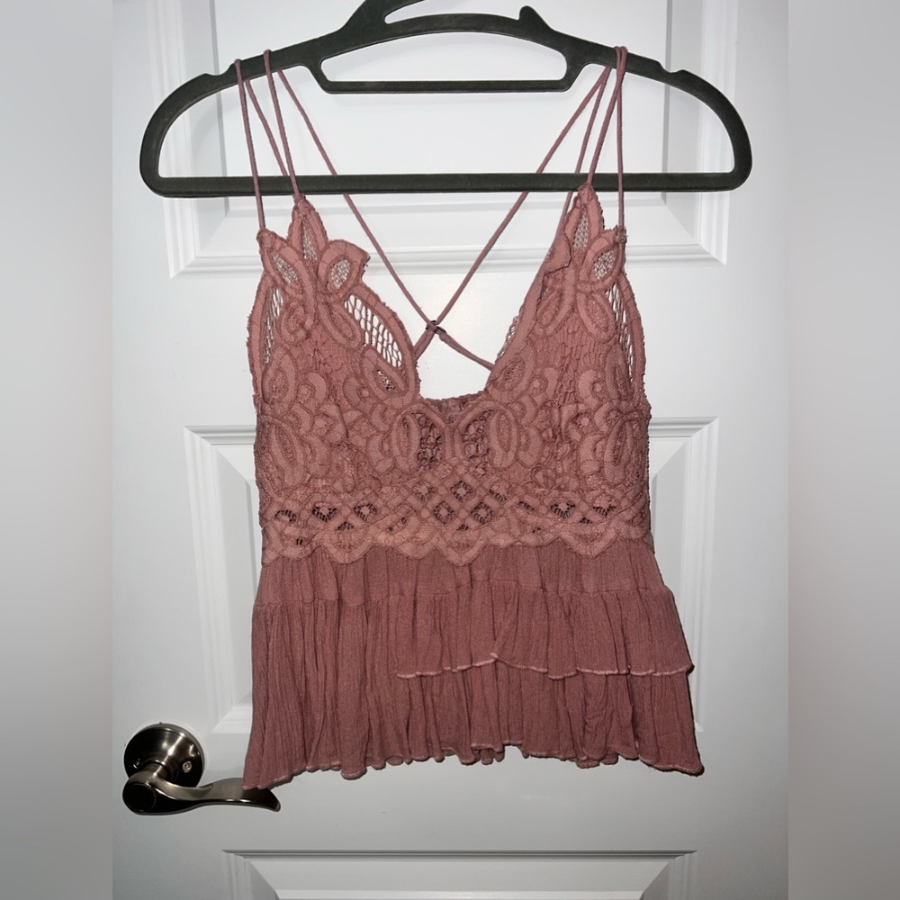 Pink lace crop top